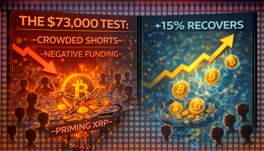 The $73,000 Test: Crowded Shorts And Negative Funding Fueled Bitcoin’s 15% Recovery