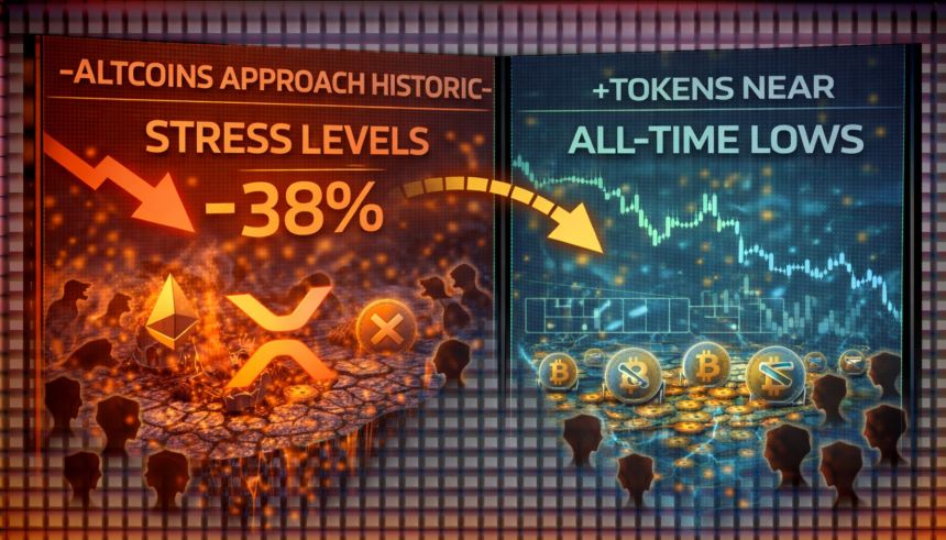 Altcoins Approach Historic Stress Levels as 38% of Tokens Near All-Time Lows