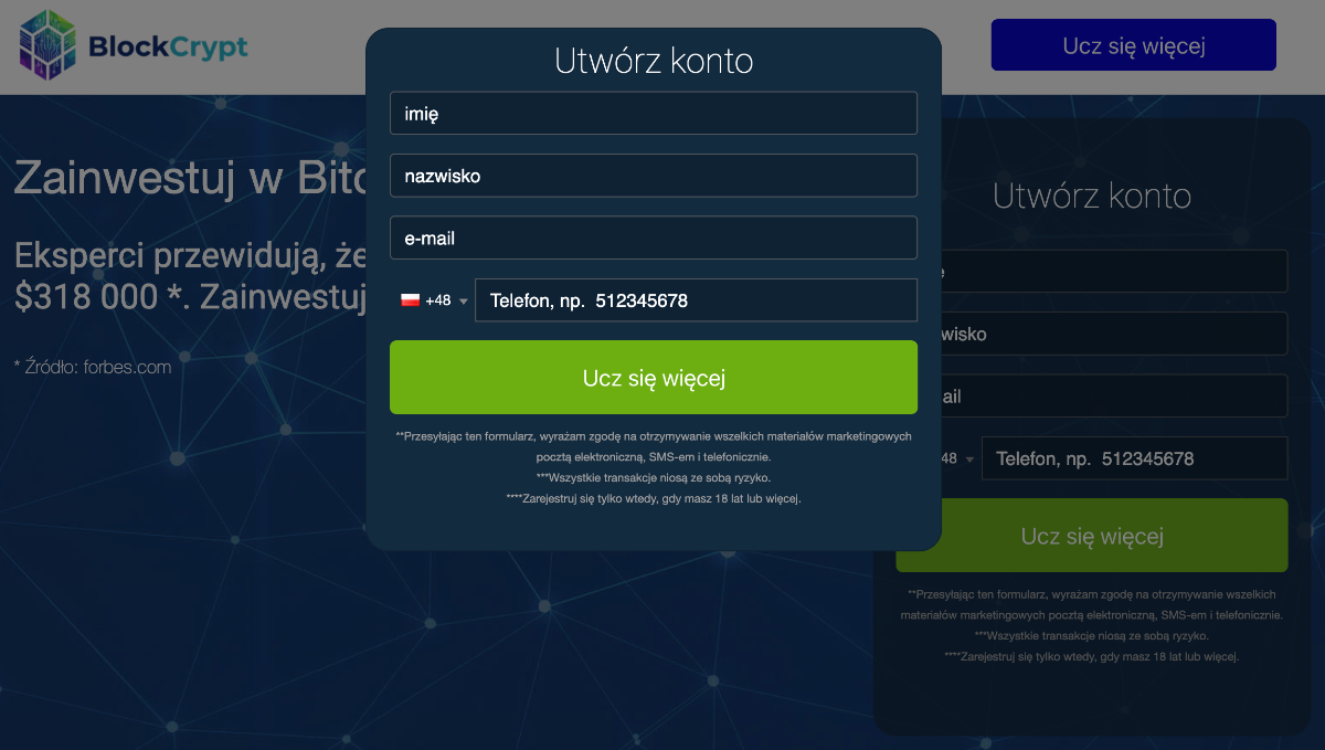 Zarejestruj się w Blockcrypt