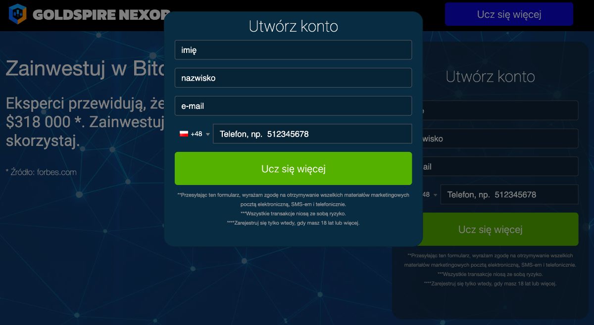 Zarejestruj się w CA Goldspire Nexor