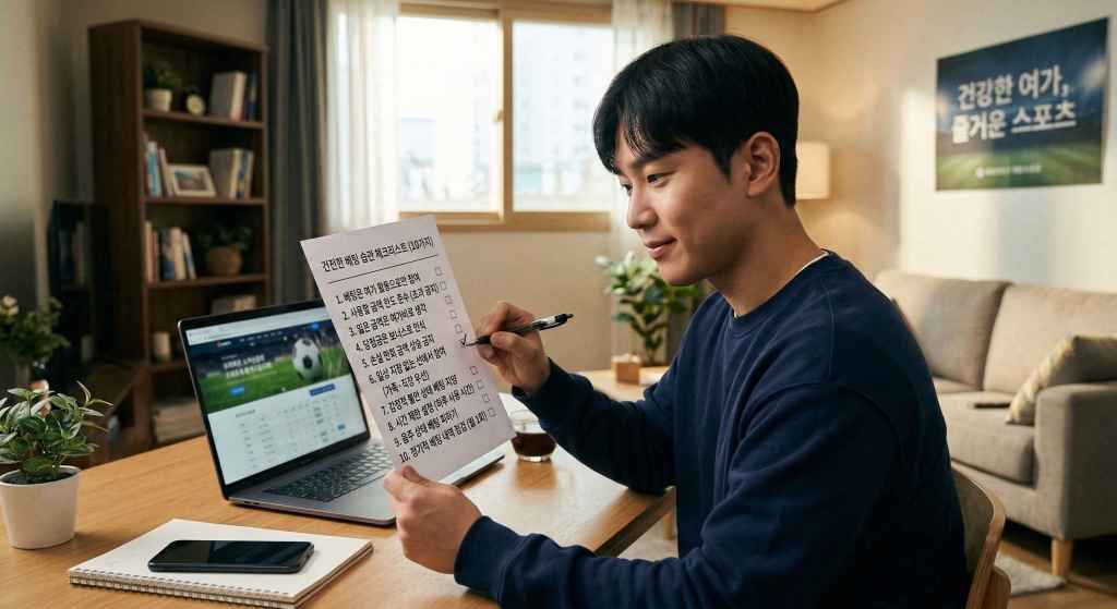안전 체크리스트를 확인하는 초보 베터