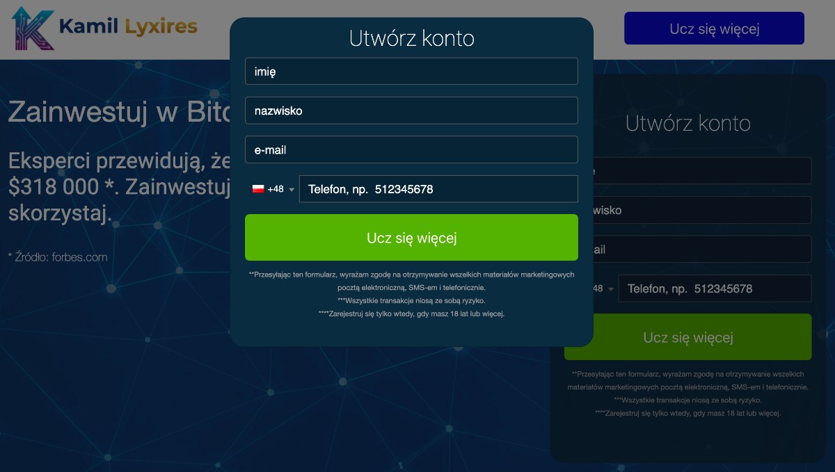 Rejestracja w systemie Kamil Lyxires