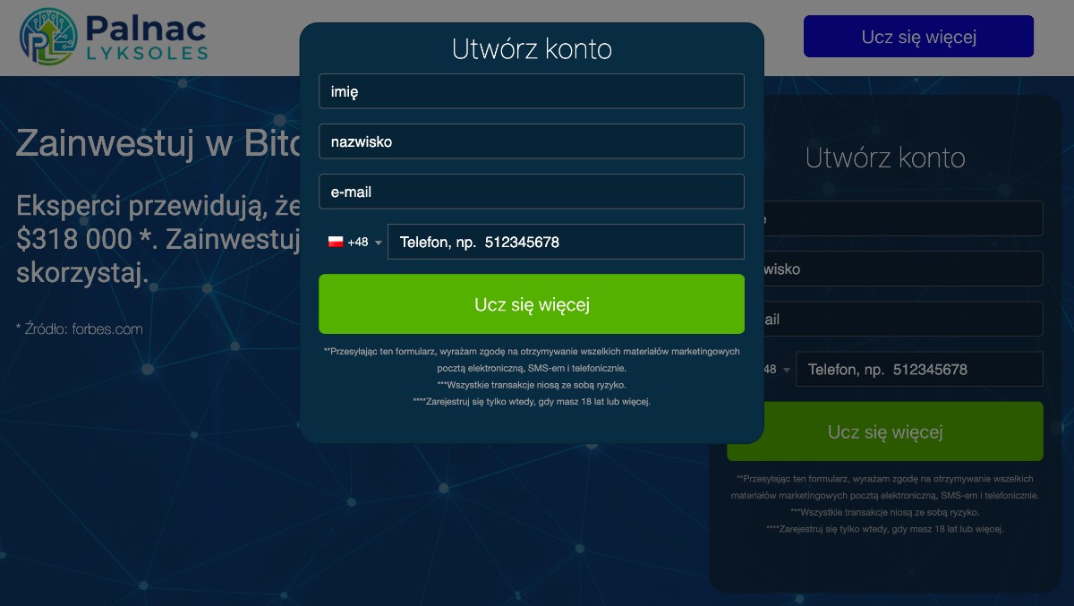Zarejestruj się na Palnac Lyksoles