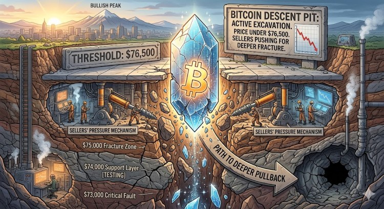 Bitcoin Price Dips Under $76,500