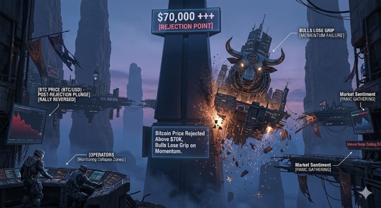 Bitcoin Price Rejected Above $70K