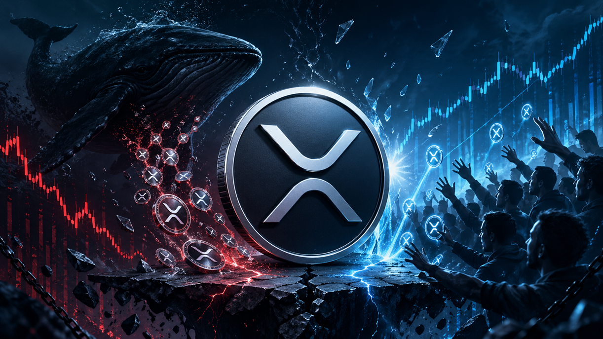 XRP em alerta: Baleias vendem enquanto varejistas compram em estrutura frágil