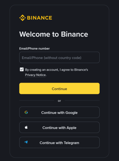 Sign Up for Binance