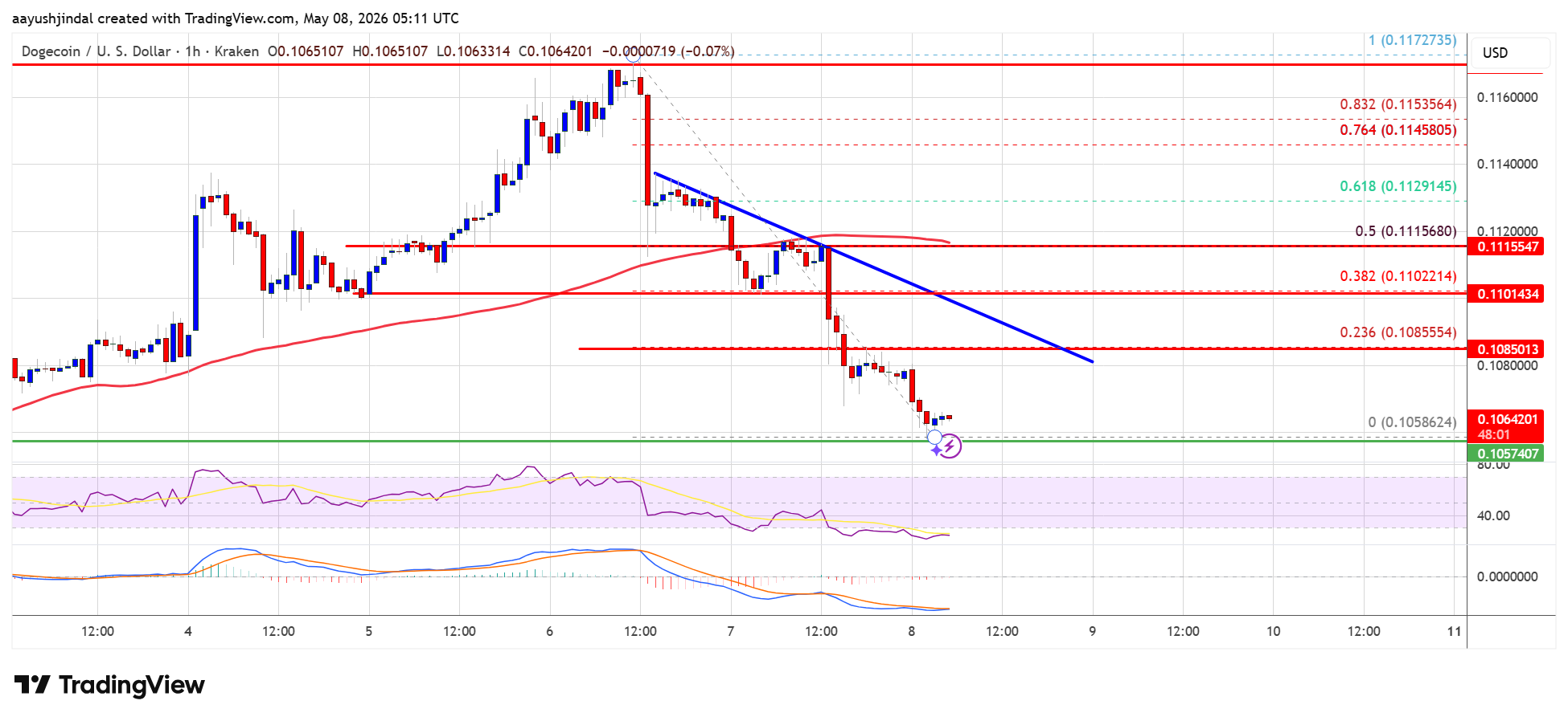 DOGE chart looking like a rollercoaster after too much sugar