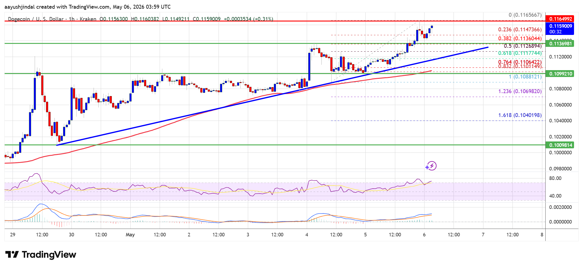 Dogecoin chart, probably looking very serious and important.