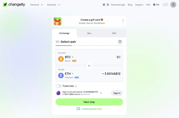 changelly ohne kyc