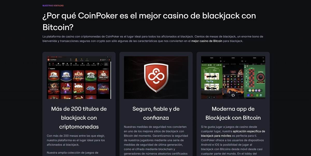 Nuestro Top 3 de crypto casinos de blackjack en español - CoinPoker